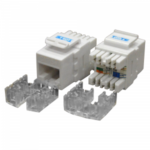 RJ45 Keystone module, category 5E, UTP, 180 degrees, white